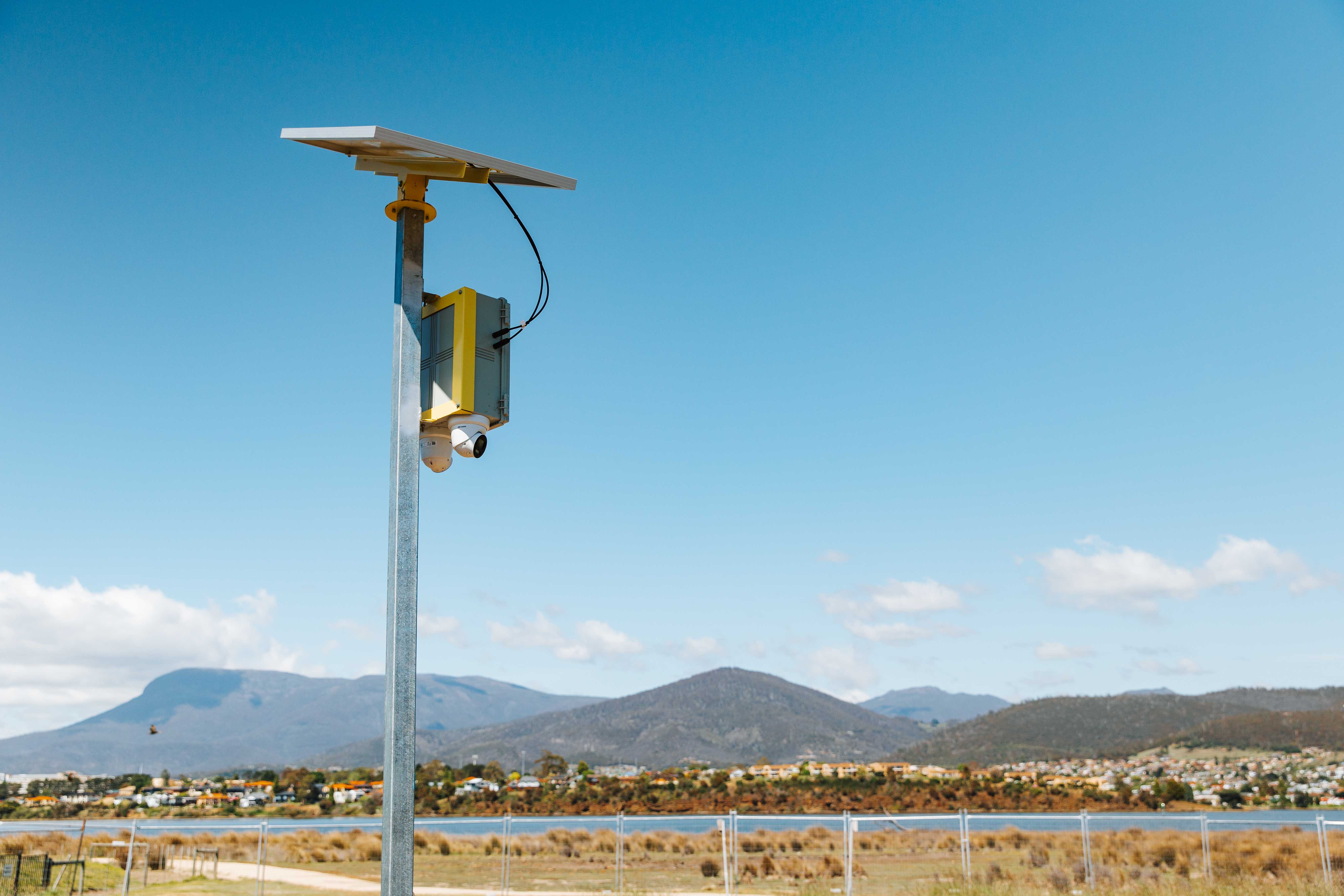 CCTV pole with cameras